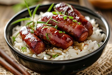 sausages with rice and vegetables