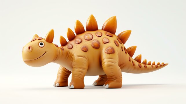 3D cute stegosaurus with vibrant colors and a friendly expression, perfect for kids' projects, educational materials, and playful designs. The stegosaurus is portrayed in a dynamic pose agai