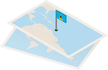 Saint Lucia map and flag