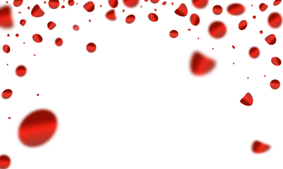 Red confetti isolated on transparent background. PNG illustration.	