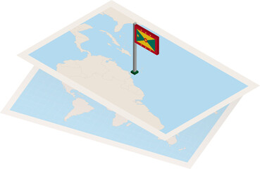 Grenada map and flag