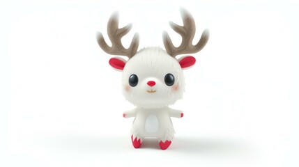 A captivating 3D render of a cute and enchanting wendigo creature, skillfully designed with vibrant colors, on a pristine white background. Perfect for adding a touch of fantasy and mystery