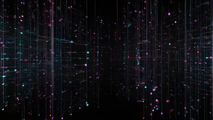 experience with data technologies. abstract backdrop. arranging dots and lines against a dark background. three-dimensional rendering. 