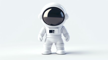 A sleek and modern 3D rendered icon of an astronaut, depicted in a simplified and minimalist style. With its clean design and white background, this image is perfect for any project or prese