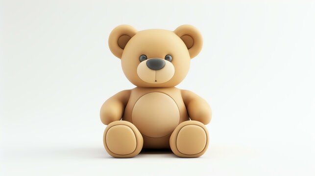 A charming 3D rendered teddy bear icon, exquisitely designed and featured alone on a pristine white background. Perfect for adding a touch of cuteness and nostalgia to any project or design.
