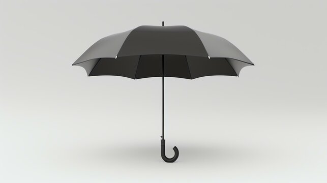A sleek and modern 3D-rendered icon of an umbrella, perfect for adding a touch of elegance and protection to any design. Isolated on a clean white background, this simple yet eye-catching ic