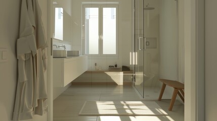 Contemporary Bathroom with Glass Shower Enclosure AI Generated.