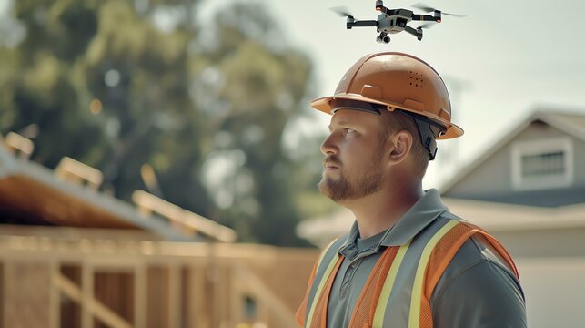 A skilled construction worker operates heavy machinery as a drone captures aerial footage of a bustling job site in action. Experience the dynamic energy of the construction industry through