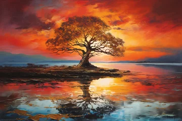 Foto op Canvas a tree on a lake © Vladimir