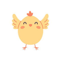 Cute little chicken. Easter chick. Farm animal. Vector illustration in flat style