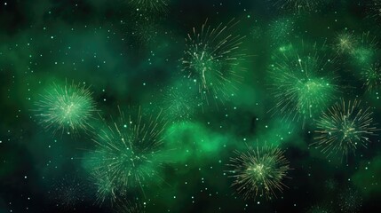 Background of fireworks in Green color