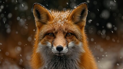 Fototapeta premium Silent Observer: Red Fox in a Gentle Snowfall