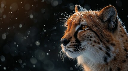 Fototapeta premium Snowfall Sentinel: Lynx in Winter's Hush
