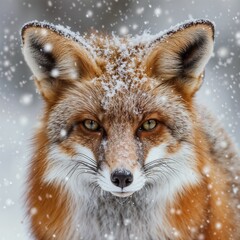 Obraz premium Winter Whisper: Red Fox Amidst Falling Snowflakes