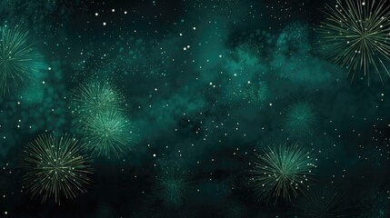 Background of fireworks in Sea Green color