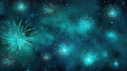 Background of fireworks in Turquoise color