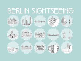 15 Berlin sights drawn by hand and subsequently digitized. 
