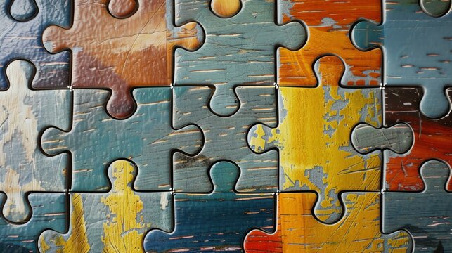 A captivating series of images showcasing the essence of teamwork and cooperation using vibrant puzzle pieces. United by a common goal, individuals come together to solve complex challenges,