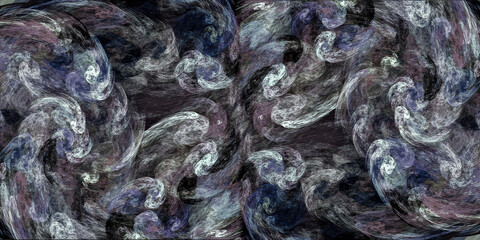 Abstract storm. Strong swirls on a dark background. Imitation of oil or pastel painting. Abstract dynamic fractal background. 3D rendering. 3D illustration.