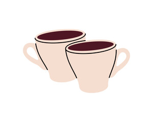 Espresso coffee cups. Hand drawn elements for cafe menu, coffee shop. Vector illustration.