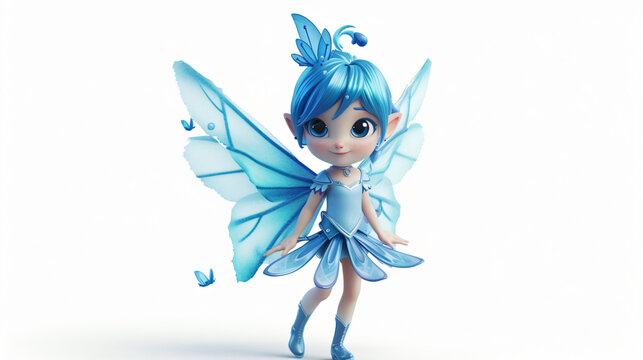 A mesmerizing stock image featuring a whimsical fairy in a stunning 3D style. Rendered with exceptional attention to detail, this enchanting artwork showcases the fairy in a playful pose, ex