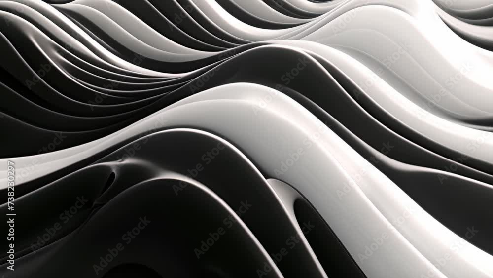 Poster monochrome waves ripple in captivating abstract patterns.