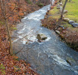 Reißender Fluss im Harz. Die Bode bei Tahle.