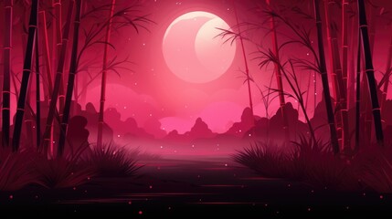 Background with bamboo forest in Ruby color