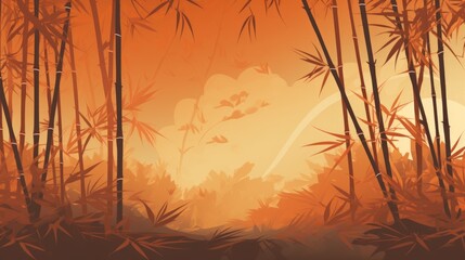 Background with bamboo forest in Rust color.