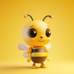 Obraz premium 3D bee illustration, cute and delightful with simple background 