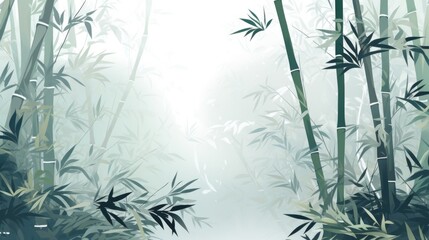 Background with bamboo forest in White color