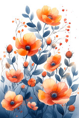 Fototapeta na wymiar Watercolor spring flowers background vintage colors