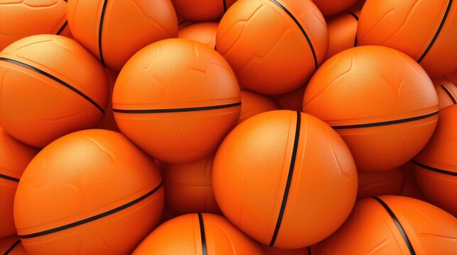 Background with basketballs in Tangerine color