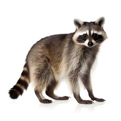 close up of a raccoon isolated on white background generative ai