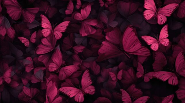 Background with butterflies in Burgundy color