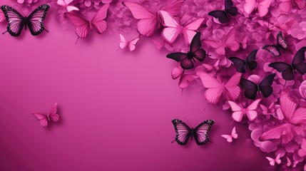 Background with butterflies in Fuschia color.