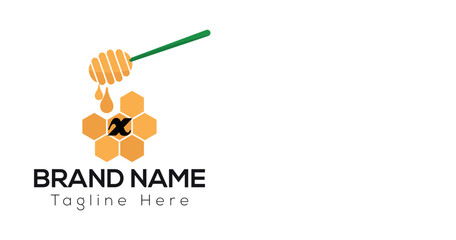 Bee Template On X Letter. Bee and Honey Logo Design Concept	
