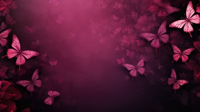 Background with butterflies in Maroon color