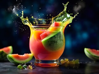 juice in the glass on dark background