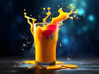 juice in the glass on dark background