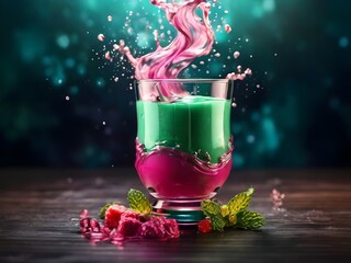 juice in the glass on dark background, 