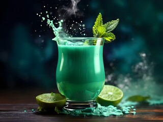 juice in the glass on dark background, 