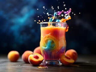 juice in the glass on dark background, 