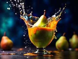 juice in the glass on dark background, 