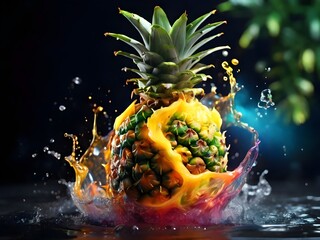 juice in the glass on dark background, 