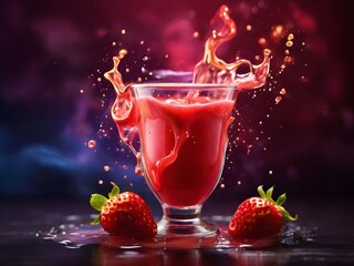 juice in the glass on dark background, 