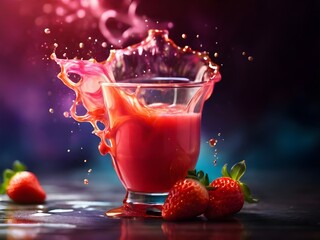 juice in the glass on dark background, 