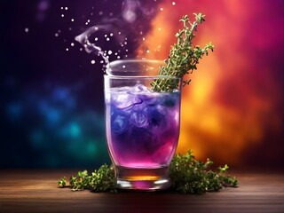 juice in the glass on dark background, 