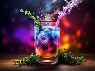 juice in the glass on dark background, 