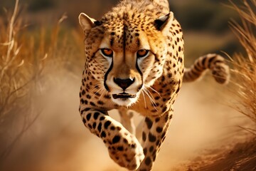 Wild Wonder A Close-Up of the Cheetah Sprinting.